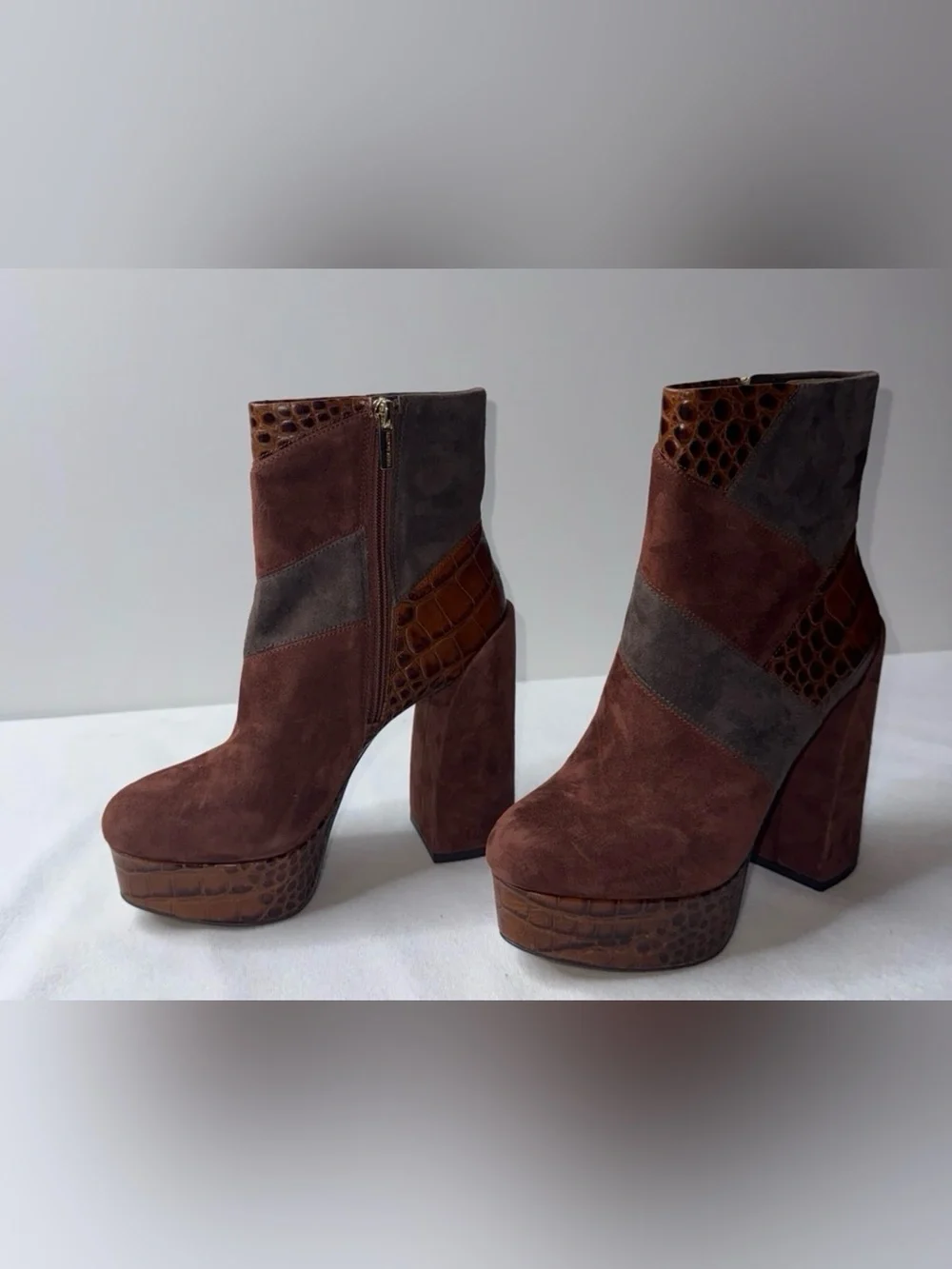 Women's Brown Suede Platform Ankle Boots